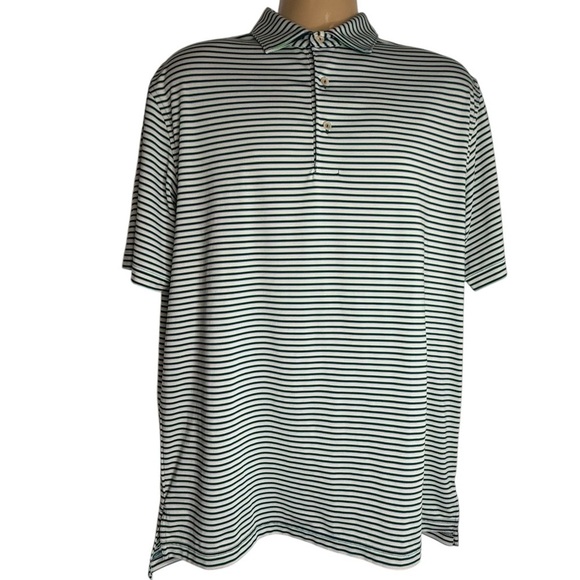 Peter Millar Summer Comfort Golf Striped Performance Polo Top Turtle Sz Men’s M - Picture 1 of 4